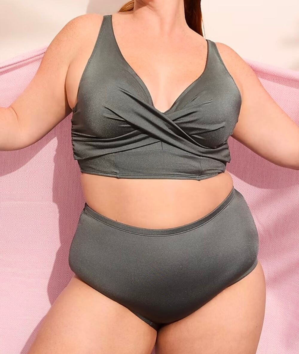 Lane Bryant Swim By Cacique Gray Blue Underwire Two Piece Swim 40DDD Bottom 16